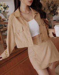 Lapel Buttoned Irregular Skirt Set