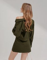 Lapel Buttoned Irregular Skirt Set