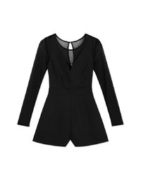 Fake Two-Piece Translucent Suspender Jumpsuit