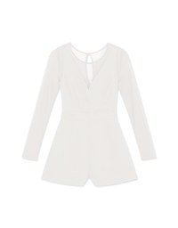 Fake Two-Piece Translucent Suspender Jumpsuit