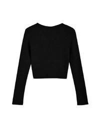 V Neck Irregular Knit Crop Top