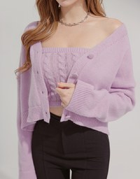 Buttoned Oversized Two Piece Knit Top