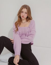 Buttoned Oversized Two Piece Knit Top