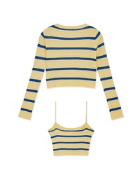 Contrast Striped Button-Down Two-Piece Knit Top