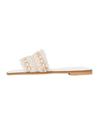 Light luxury woven tassel gold chain flat slippers