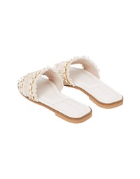 Light luxury woven tassel gold chain flat slippers