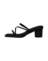 Simple Thin Strap Square Mid-Heel Slippers