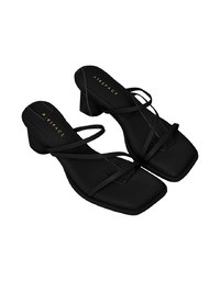 Simple Thin Strap Square Mid-Heel Slippers