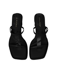 Simple Thin Strap Square Mid-Heel Slippers