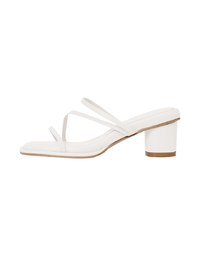 Simple Thin Strap Square Mid-Heel Slippers