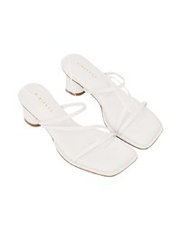 Simple Thin Strap Square Mid-Heel Slippers