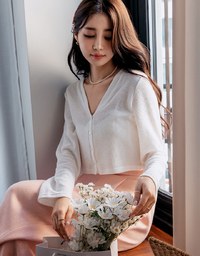 Pastel Color Correction Knit Cardigan Top