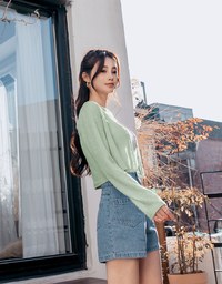 Pastel Color Correction Knit Cardigan Top