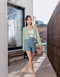 Pastel Color Correction Knit Cardigan Top