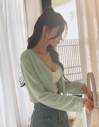 Pastel Color Correction Knit Cardigan Top