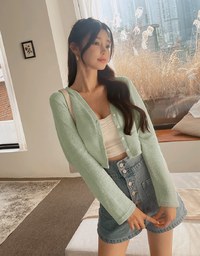 Pastel Color Correction Knit Cardigan Top