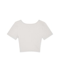 V-Neck Ruffled Button-Up Knit Crop Top