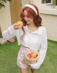 Lapel Sheer Cropped Top