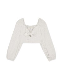 Lace Square Neck Puffed Sleeves Crop Top