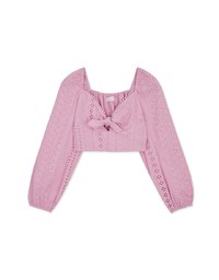 Lace Square Neck Puffed Sleeves Crop Top