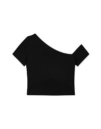 Sloping Shoulder Silky Crop Top