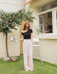 Sloping Shoulder Silky Crop Top
