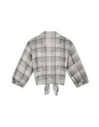 Sheer Tie Ribbon Checkered Blouse Shirt