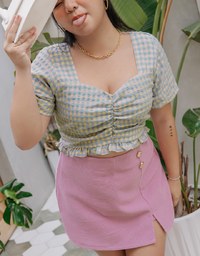 Sweetheart Neck Ruffled Hem Crop Top