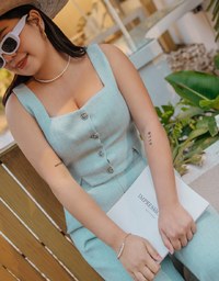 Tweed Bead Buttons Tank Top
