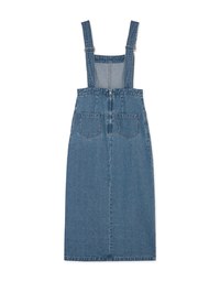 Side Slit Suspender Denim Jeans Maxi Dress