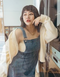 Side Slit Suspender Denim Jeans Maxi Dress