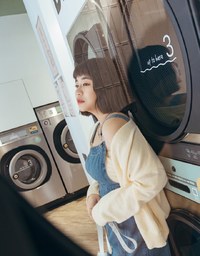 Side Slit Suspender Denim Jeans Maxi Dress