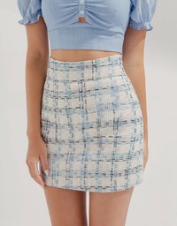Chic Tweed Checked Skirt