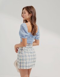Chic Tweed Checked Skirt