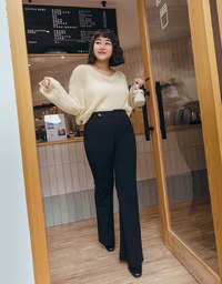 Tailorable Elastic High Waisted Flared Pants