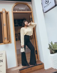 Tailorable Elastic High Waisted Flared Pants