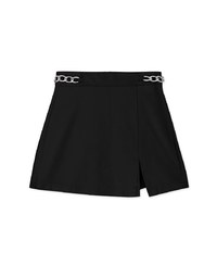 AIRY HOURGLASS K-Pop Slimming Side Silver Chain Slit Skorts