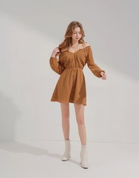 2Way Lace Button Mini Dress