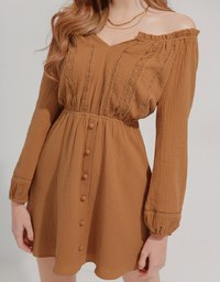 2Way Lace Button Mini Dress