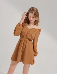 2Way Lace Button Mini Dress