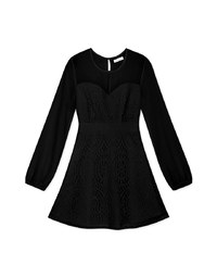 Sweetheart Translucent Sleeve Lace Mini Dress