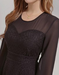 Sweetheart Translucent Sleeve Lace Mini Dress