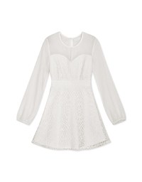 Sweetheart Translucent Sleeve Lace Mini Dress