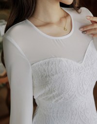 Sweetheart Translucent Sleeve Lace Mini Dress