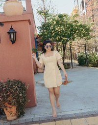 Square Neck Button Up Mini Dress