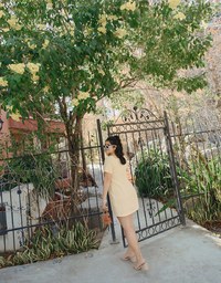 Square Neck Button Up Mini Dress