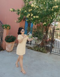 Square Neck Button Up Mini Dress
