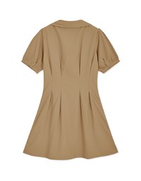 Open Collar Button Down Waist Mini Dress