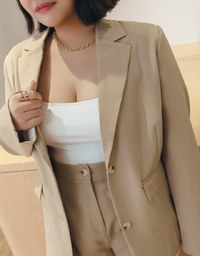 Chic Lapel Double-Button Blazer (With Shoulder Pads)