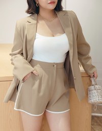 Chic Lapel Double-Button Blazer (With Shoulder Pads)